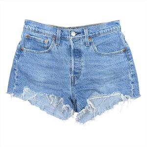 Levi’s 501 High Rise Distressed Denim Shorts Women’s 27 Jazz Solo Button Fly